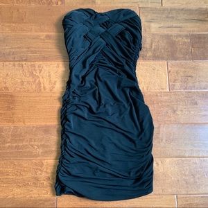 Black body-con ruched dress